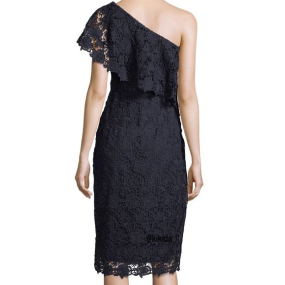 Nanette Lepore Lace Asymmetric One-Shoulder Cocktail Dress Navy Size 4 - Picture 2 of 9